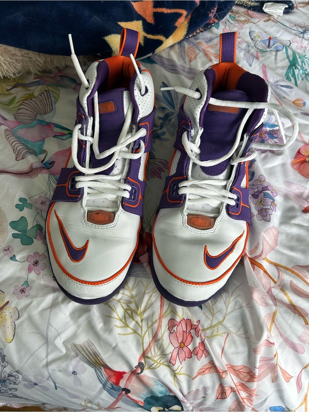 Nike Air Force Total Max White, Purple and Orange High-Top Athletic Sneakers